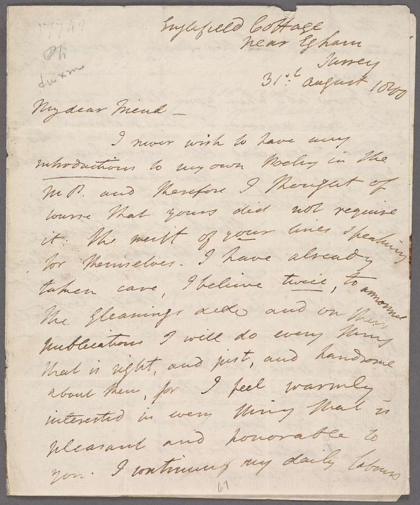 Autograph letter signed to S.J. Pratt, August 31, 1800 - PICRYL ...