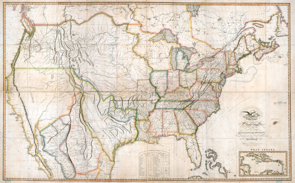 Map of the United States with the contiguous British & Spanish ...