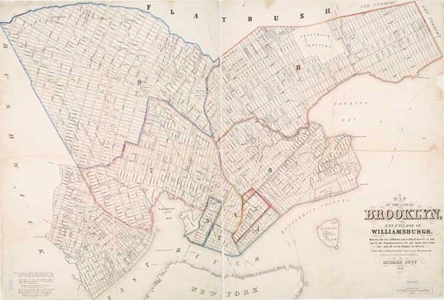 Map of the city of Brooklyn, and village of Williamsburg : showing the ...