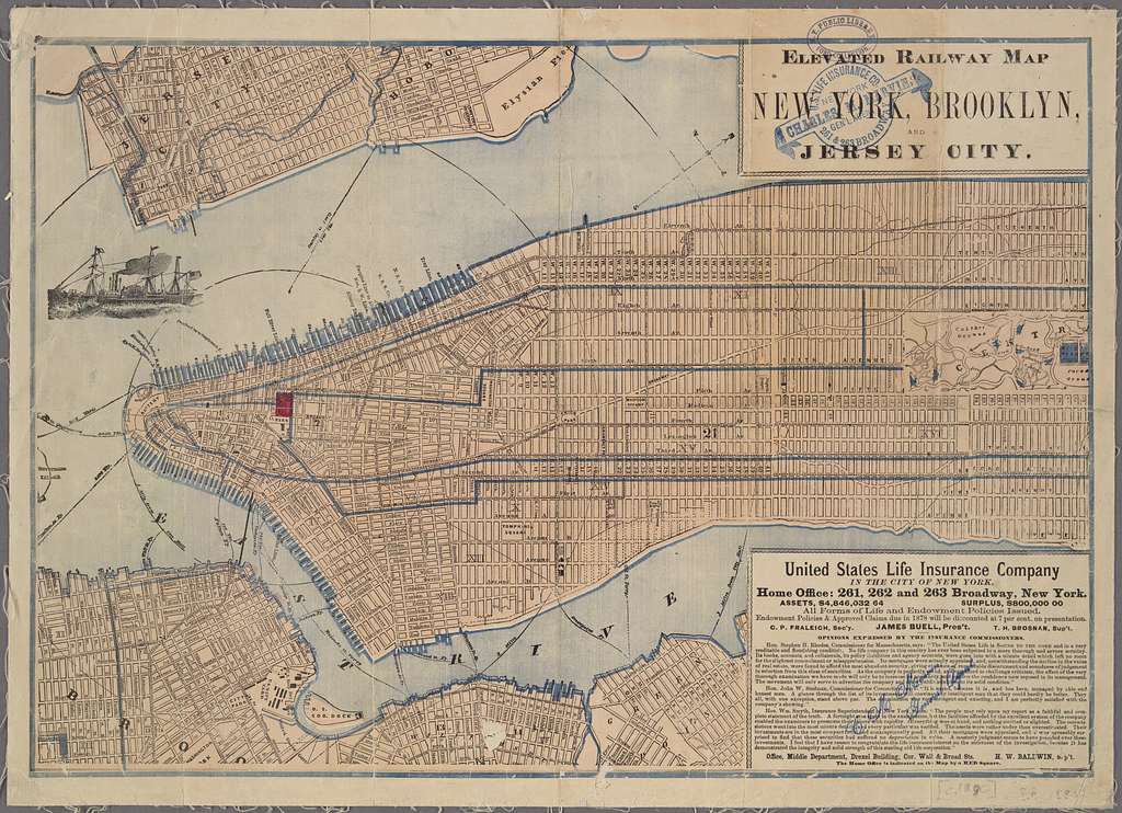 New York Elevated Railway Map Elevated Railway Map Of New York, Brooklyn, And Jersey City - Picryl Public  Domain Search