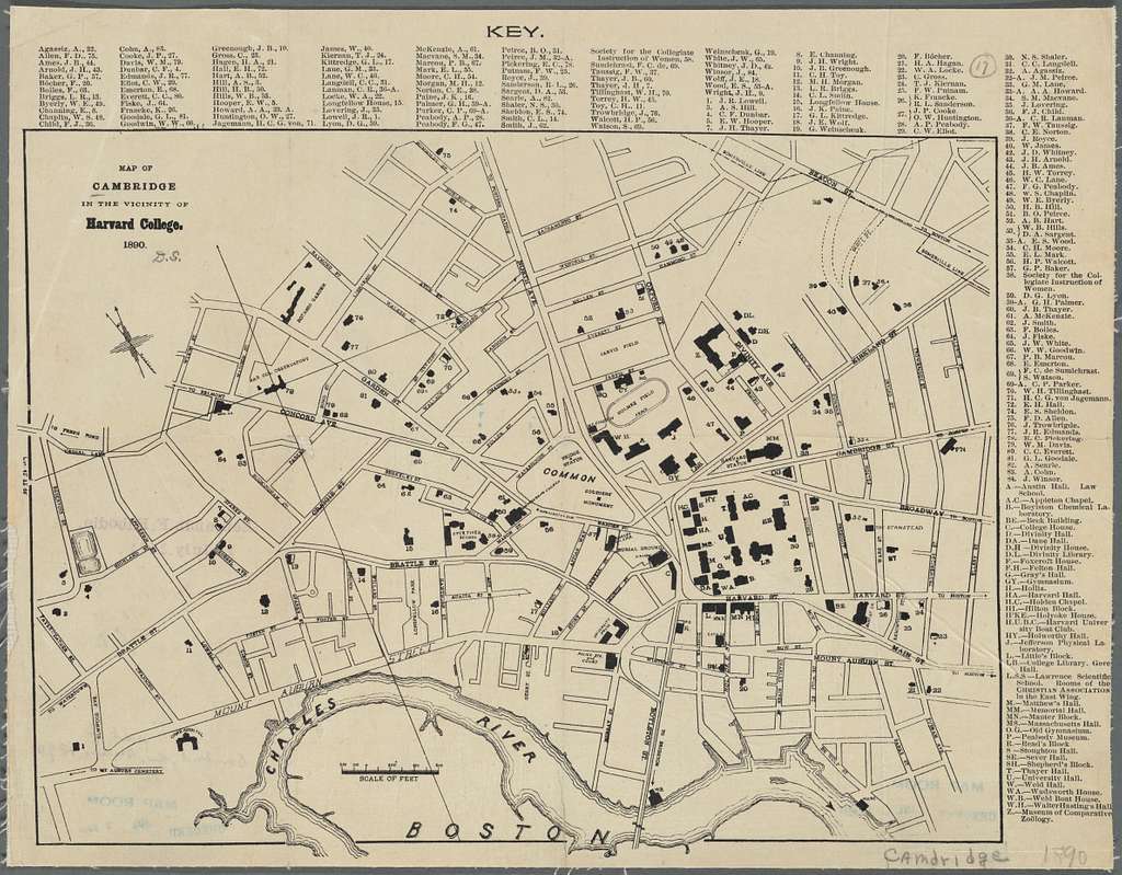 Map Of Cambridge In The Vicinity Of Harvard College 94eec4 1024 