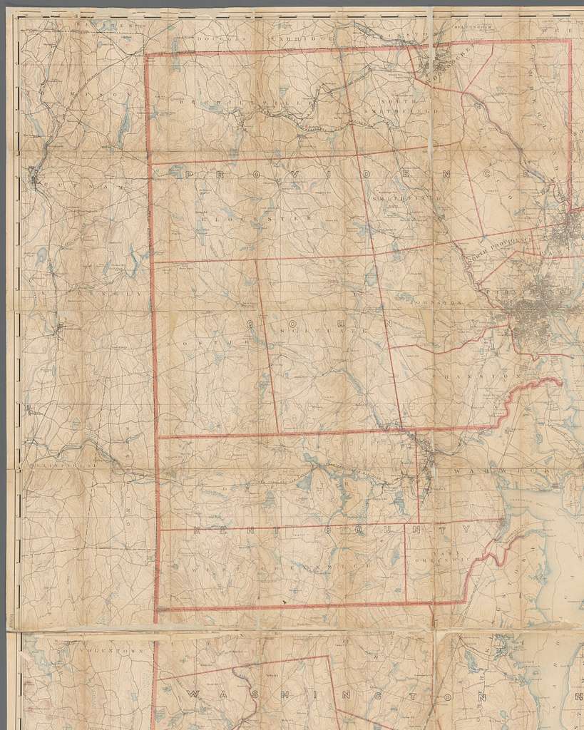 Topographical Map Of The State Of Rhode Island And Providence ...