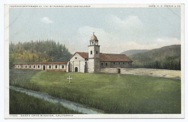 Mission Santa Cruz California Vintage Postcard by Detroit