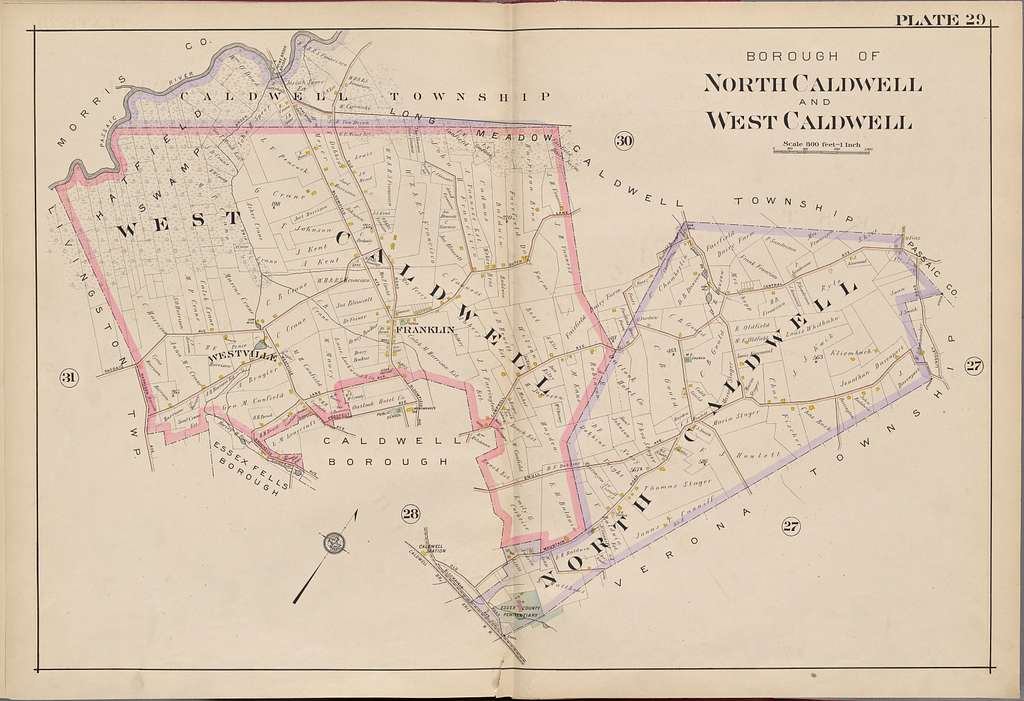 Essex County, V. 3, Double Page Plate No. 29 [Map bounded by borough of North Caldwell and West ...
