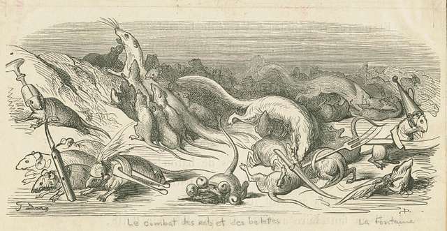 Gustave Dore - Le combat des rats et des belettes. - PICRYL - Public Domain  Media Search Engine Public Domain Search